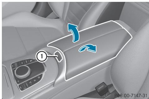 Mercedes-Benz Classe C (2014-2018) - Bac de rangement/bac de rangement du téléphone sous l'accoudoir - 1