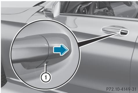 Mercedes-Benz Classe C (2014-2018) - Verrouillage et déverrouillage de la porte du conducteur avec la clé de secours - 1