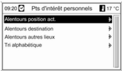 09:20 Pts d'intérêt personnels 17 °C Alentours position act. Alentours destination Alentours autres lieux Tri alphabétique