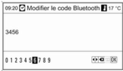 09:20 Modifier le code Bluetooth 17 °C 3456 0 1 2 3 4 5 6 7 8 9 OK