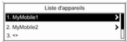 Liste d'appareils 1. MyMobile1 2. MyMobile2 3. <>