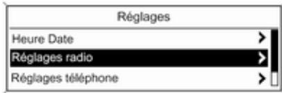Réglages Heure Date Réglages radio Réglages téléphone
