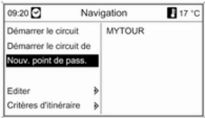09:20 Navigation 17 °C Démarrer le circuit MYTOUR Démarrer le circuit de Nouv. point de pass. Editor > Critères d'itinéraire >