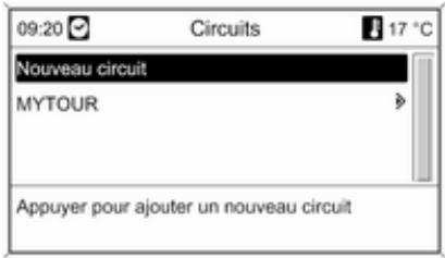 09:20 Circuits 17 °C Nouveau circuit MYTOUR Appuyer pour ajouter un nouveau circuit