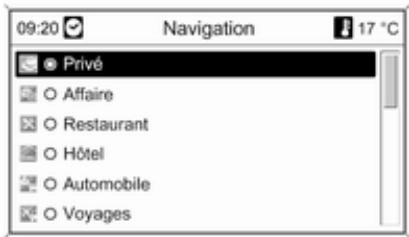 09:20 Navigation 17 °C Privé ○ Affaire ○ Restaurant ○ Hôtel ○ Automobile ○ Voyages