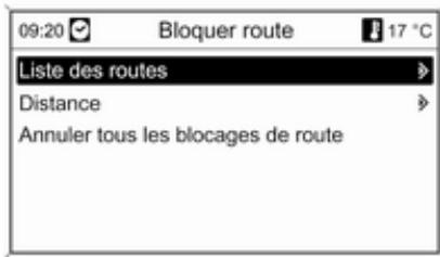 09:20 Bloquer route 17 °C Liste des routes Distance Annuler tous les blocages de route