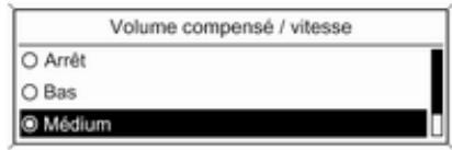 Volume compensé / vitesse Arrêt Bas Médium