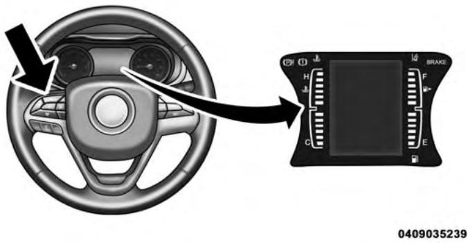 Chrysler 200 (2017) - Emplacement et commandes de l'affichage du groupe d'instruments - 1