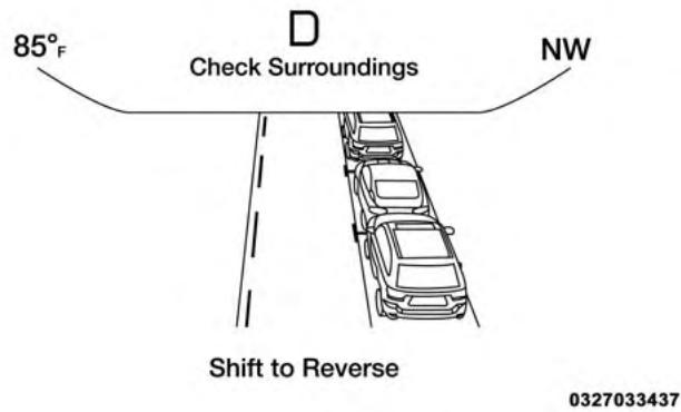 Chrysler 200 (2017) - Check Surroundings — STOP (Vérifier les environnés immédiats - ARRÊTER) - 1