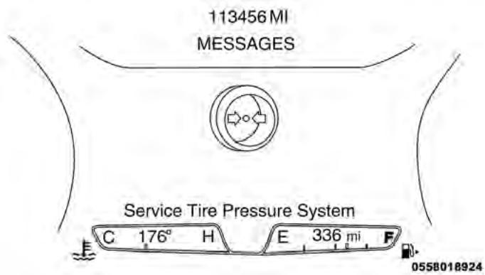 Chrysler 200 (2017) - Avertissement d'entretien du système de surveillance de la pression des pneus - 1