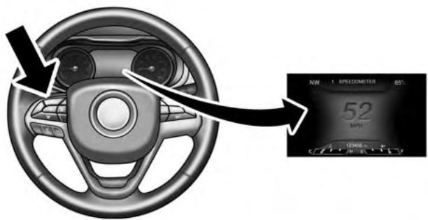 Chrysler 200 (2017) - Emplacement et commandes de l'affichage du groupe d'instruments - 2