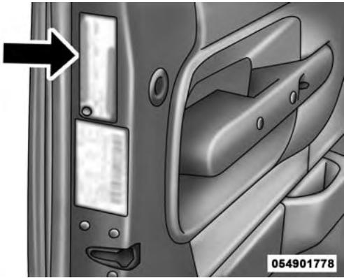 Chrysler 200 (2017) - Charge et pression des pneus - 1
