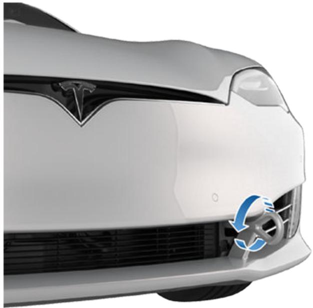 TESLA Model S (2016-2021) - Tracter et charger sur une dépanneuse à plateau - avec anneau de remorquage - 2