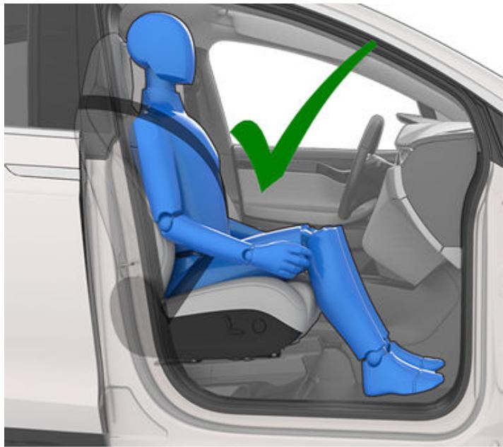 TESLA Model S (2016-2021) - Exemples de passagers assis correctement et incorrectement - 1
