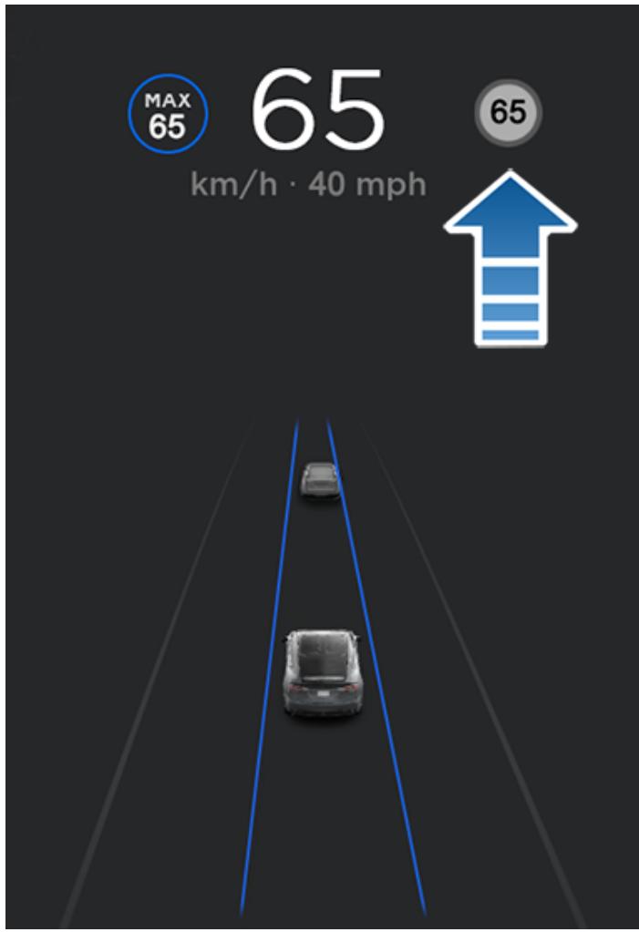 TESLA Model S (2016-2021) - Mode de fonctionnement de l'Indicateur de limite de vitesse - 1