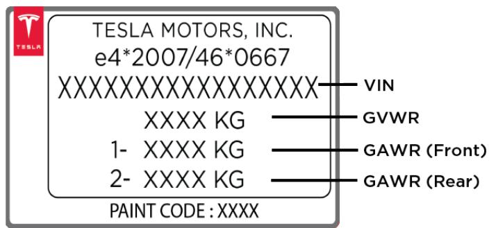 TESLA Model S (2016-2021) - Plaque signalétique - 1