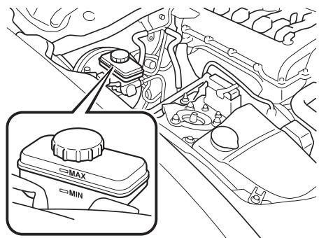MAZDA MX-5 (2015-2018) - Si le niveau du liquide de frein/embrayage est bas, faire contrôler les freins: - 2