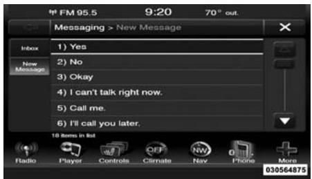 DODGE Journey (2014) - Transmission de messages au moyen des touches à l'écran : - 1