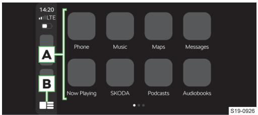 14:20 LTE A B Phone Music Maps Messages Now Playing SKODA Podcasts Audiobooks S19-0926