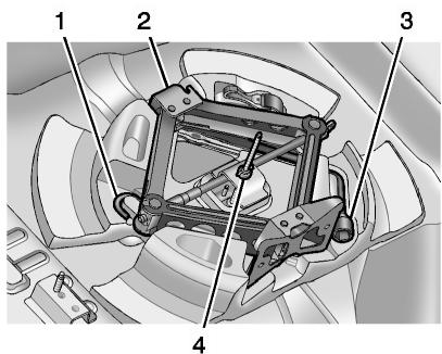 CADILLAC SRX (2013) - Dépose du pneu de secours et des outils - 1