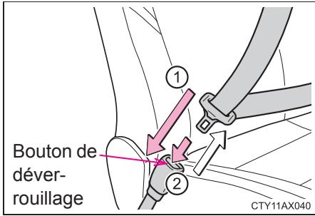 TOYOTA Avalon (2013) - Attacher et détacher la ceinture de sécurité - 1