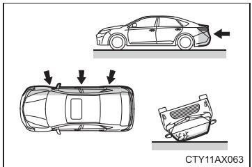TOYOTA Avalon (2017) - ■ Types de collisions dans lesquelles les coussins gonflables SRS (cous-sins gonflables frontaux SRS) peuvent ne pas se déployer - 1