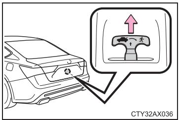 TOYOTA Avalon (2017) - ■ Levier de déverrouillage interne du coffre - 1