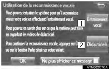 TOYOTA Sienna (2016) - AFFICHAGE DE LA FORMATION DE LA RECONNAISSANCE VOCALE ET DES ÉCRANS DU TUTORIEL - 1