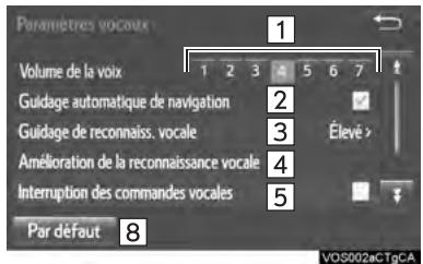TOYOTA Sienna (2016) - ÉCRAN DES PARAMÉTRES DE LA VOIX - 1