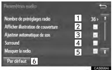 TOYOTA Sienna (2016) - ÉCRAN DES PARAMÉTRES AUDIO - 1