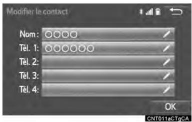 TOYOTA Sienna (2016) - MODIFICATION DES DONNÉES D'UN CONTACT - 1