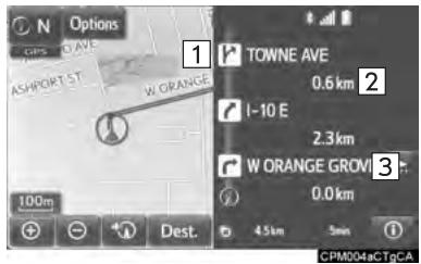 TOYOTA Sienna (2016) - ÉCRAN DE LISTE DES CHANGESMENTS DE DIRECTION - 1