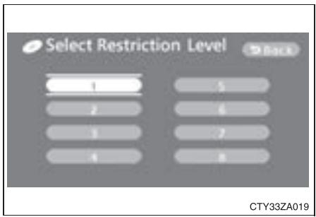 TOYOTA Sienna (22010) - Configuration des niveaux de restriction de l'utilisateur - 3