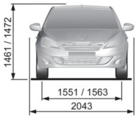 PEUGEOT 308 2 2016 - Dimensions (en mm) - 1