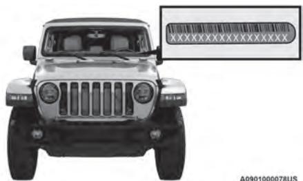 JEEP Wrangler (2024) - NUMERO D'IDENTIFICATION DU VEHICULE (VIN) - 1