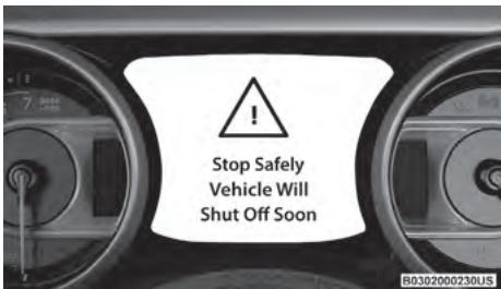 JEEP Wrangler (2024) - Stop Safely Vehicle Will Shut Off Soon (Arrétez-vous en toute sécurité, le vehicule s'arrêtea bientôt) - PHEV uniquement - 1
