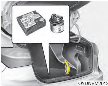 KIA Forte (2012-2016) - EN CAS DE CREVAISON (AVEC UNE TROUSSE DE RÉPARATION DE PNEU, SI ÉQUIPÉ) - 1