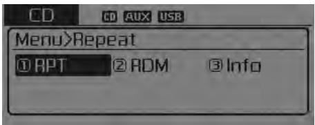 KIA Forte (2012-2016) - MENU : CD audio - 1