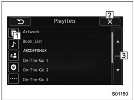 SUBARU Legacy (2016) - Saisir des lettres et des chiffres/ fonctionnement de l'écran de liste - 2