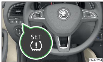 SKODA Fabia 3 Phase 1 (2015-2017) - Enregistrement des valeurs de pression des pneus à l'aide des touches - 1