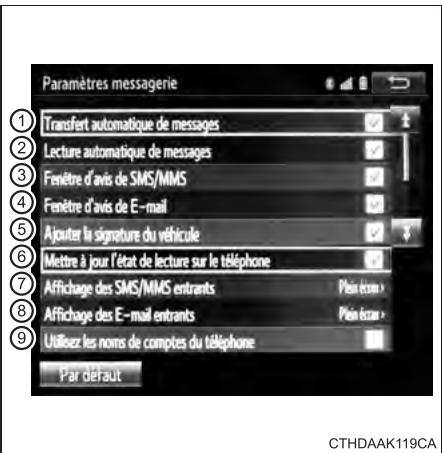 TOYOTA Tundra (2019) - Paramètres des messages - 1