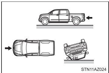 TOYOTA Tundra (2019) - ■ Types de collisions dans lesquelles les coussins gonflables SRS (coussins gonflables SRS latéraux et rideau) peuvent ne pas se déployer - 2