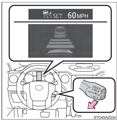TOYOTA Tundra (2019) - Programmation de la vitesse du véhicule (mode de contrôle de la distance entre véhicules) - 2