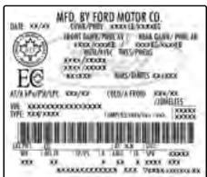 FORD Edge (2021) - Exemple d'étiquette d'homologation de sécurité : - 2