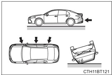 TOYOTA Camry (2023) - Types de collisions dans lesquelles les coussins gonflables SRS (coussins gonflables frontaux SRS) peuvent ne pas se déployer - 1