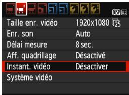 CANON EOS2000D - Réglage de la durée de l'enregistrement d'instantanés vidéo - 1