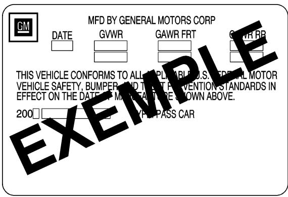 CHEVROLET Impala (2008) - Étiquette de conformité - 1