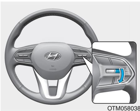 HYUNDAI Santa Fe (2018-2020) - Pour réduire la vitesse choisie du régulateur de vitesse intelligent - 1