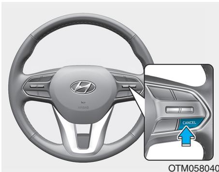 HYUNDAI Santa Fe (2018-2020) - Le régulateur de vitesse intelligent sera annulé dans les situations suivantes : - 1