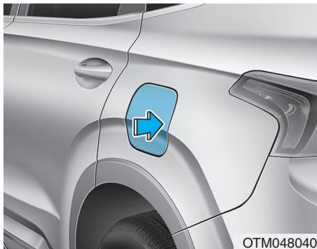 HYUNDAI Santa Fe (2018-2020) - Ouvrir le volet du réservoir de carburant - 1